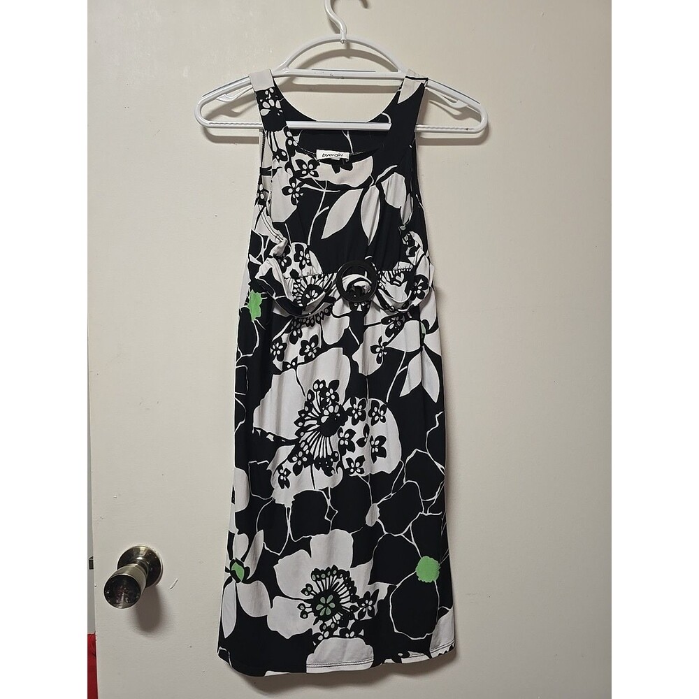 Black & WHITE Floral SLEEVELESS DRESS BELT GIRLS SIZE 16 Dress BYERGIRL